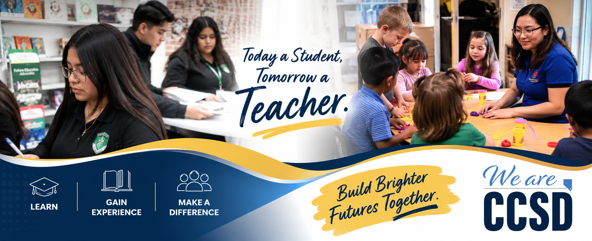 A banner with Images and Logos describing The Teacher Academy Pathway Program